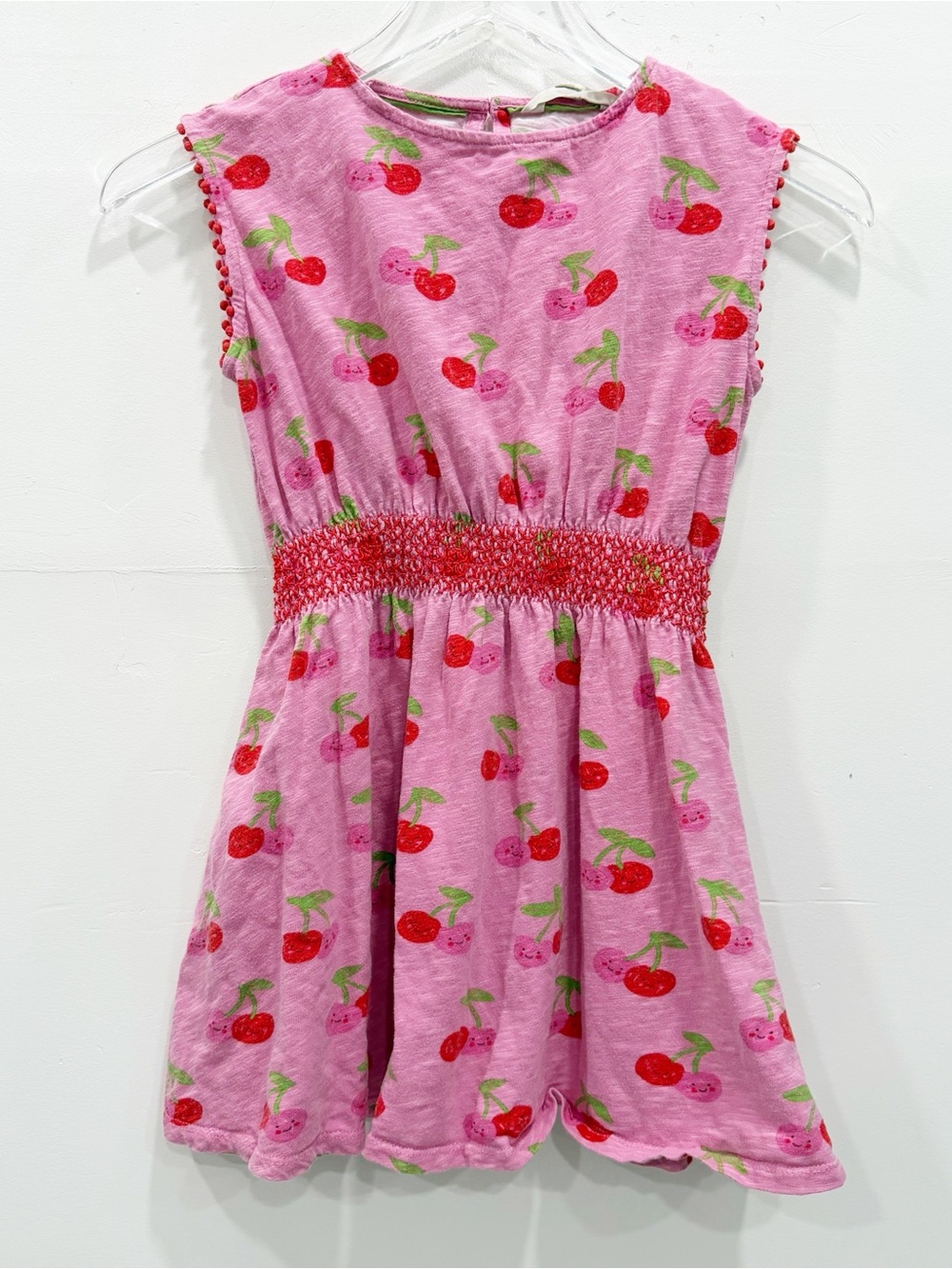 Mini Boden Girls Pink Cherry Print Cotton Dress Sleeveless Size 9-10y